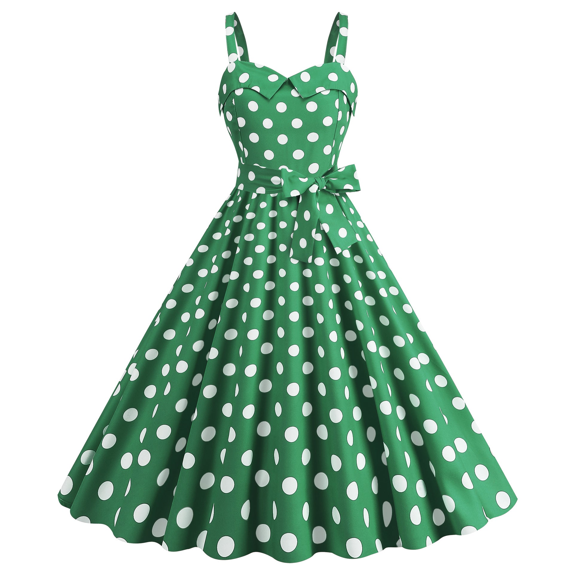 Polka Dot Sweetheart Swing Dress with Bow