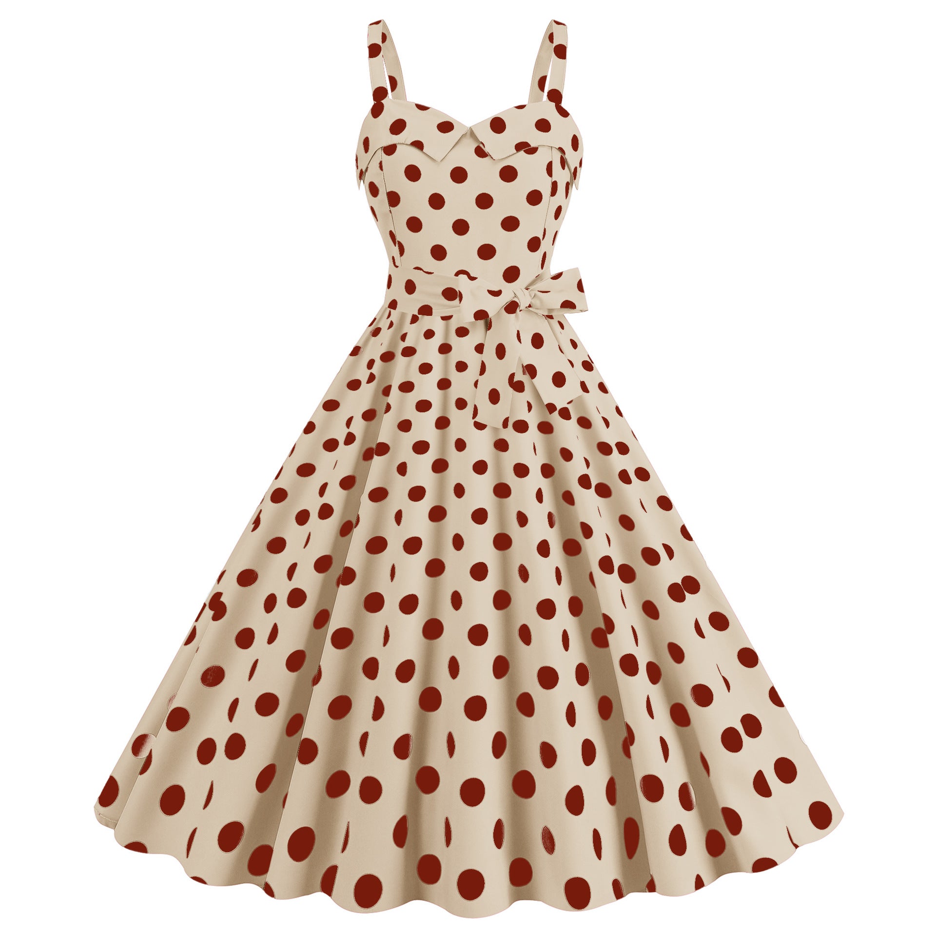 Polka Dot Sweetheart Swing Dress with Bow
