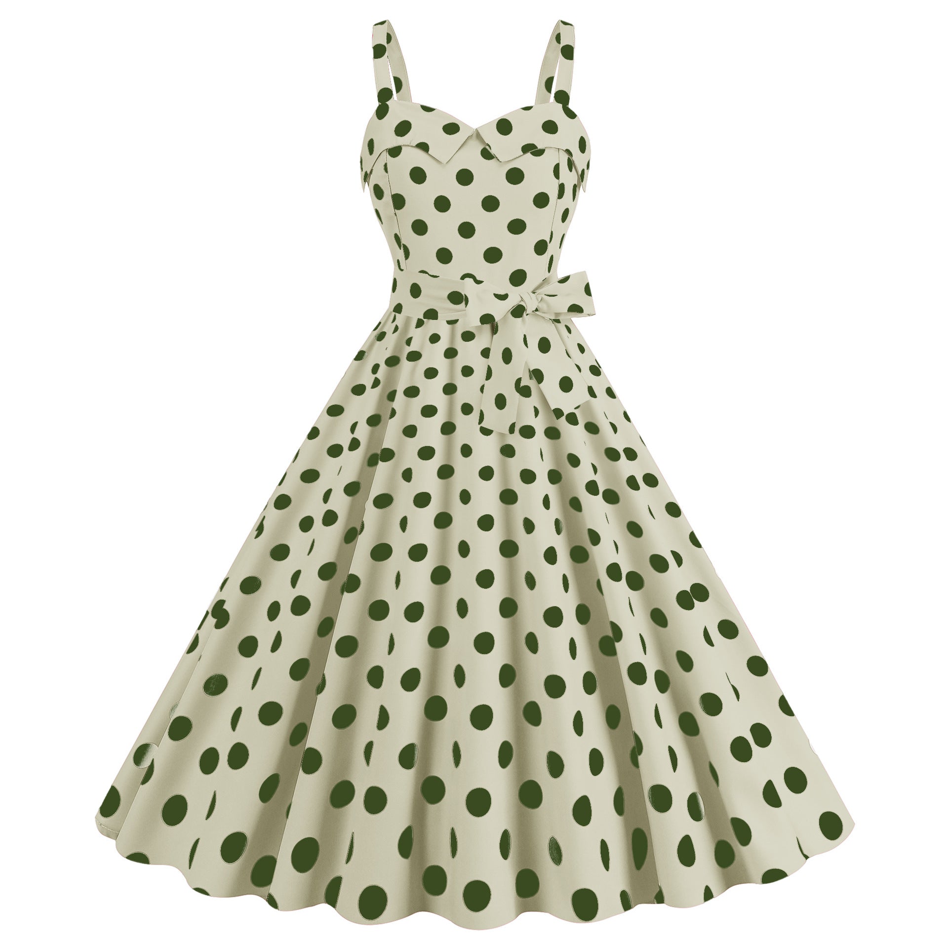 Polka Dot Sweetheart Swing Dress with Bow
