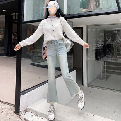 Women's high waist flared denim pants