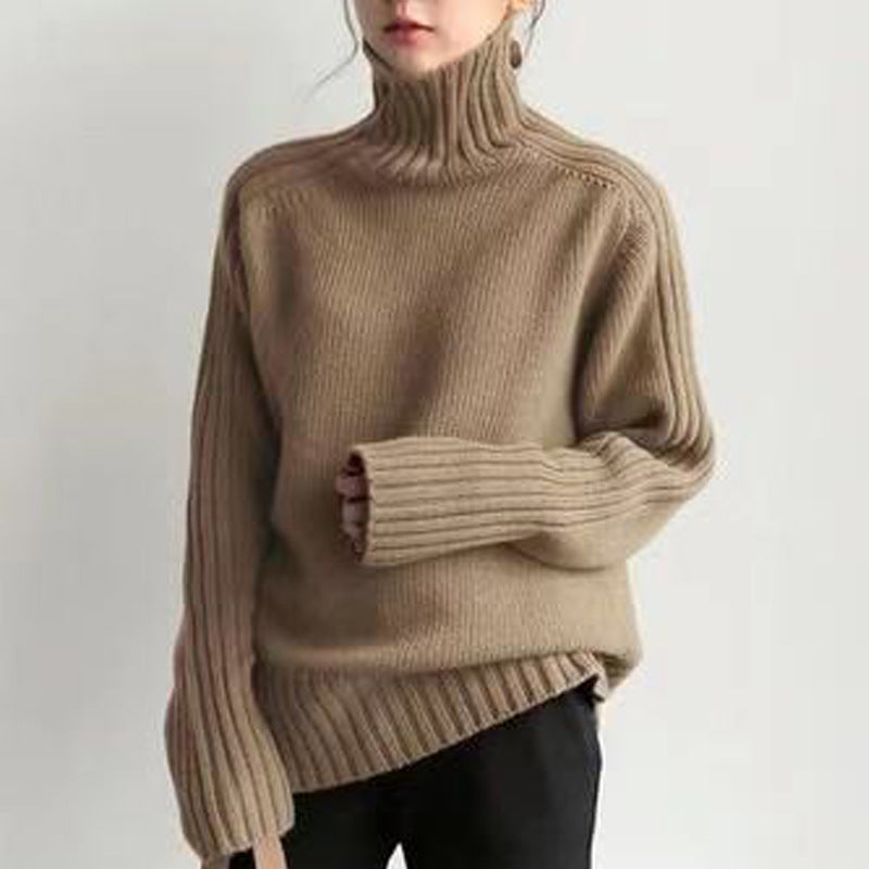 Women’s Turtleneck Sweater - Ribbed Knit - Oversized Fit - Long Sleeve Casual Comfort