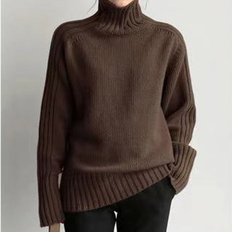 Women’s Turtleneck Sweater - Ribbed Knit - Oversized Fit - Long Sleeve Casual Comfort
