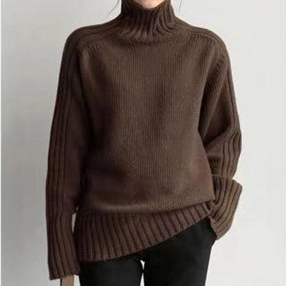 Women’s Turtleneck Sweater - Ribbed Knit - Oversized Fit - Long Sleeve Casual Comfort