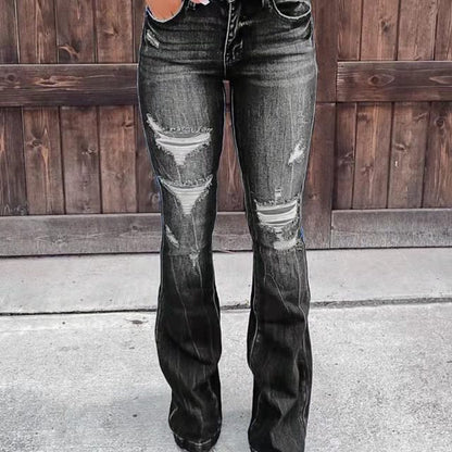 Women's high-waisted flared bootcut jeans