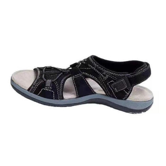 Women's Wedge Sandals - Strappy Design - Contoured Footbed - Open Toe Comfort