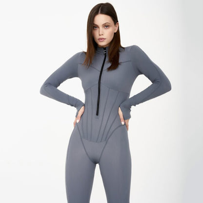 Women's high neckline zip catsuit