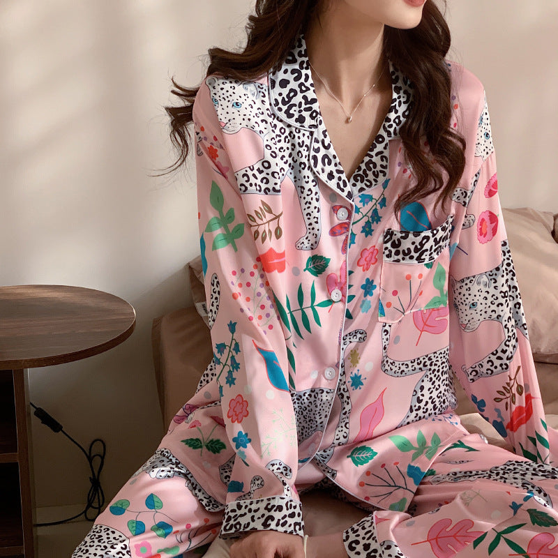 Women's floral and leopard print pajama set