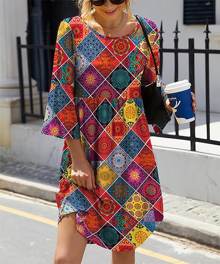 Geometric Print Relaxed A-Line Dress