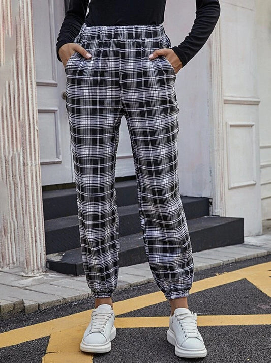 Relaxed Fit Plaid Jogger Pants