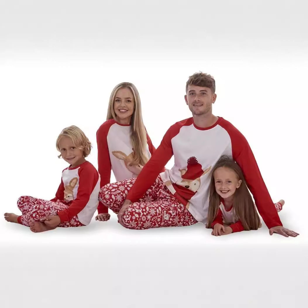 Family matching reindeer raglan pajama set