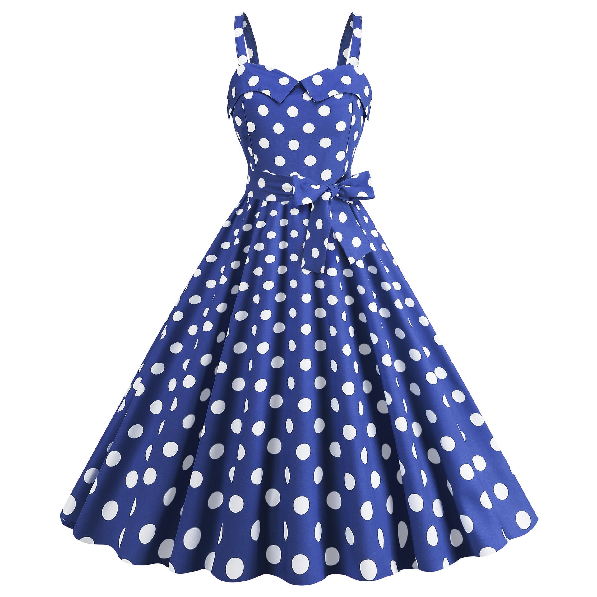 Polka Dot Sweetheart Swing Dress with Bow