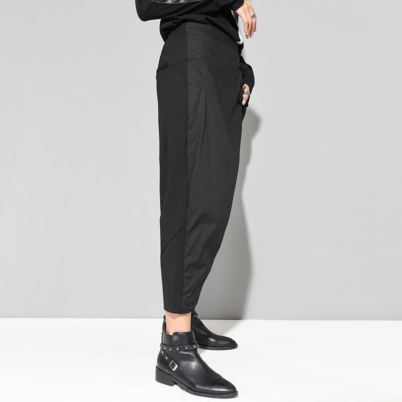 Trendy high-waisted button-front trousers for women