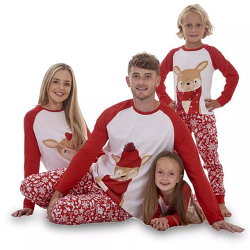 Family matching reindeer raglan pajama set