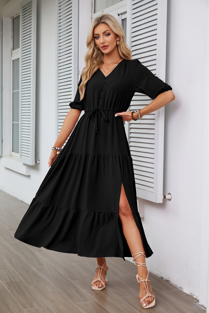 Amby - Black long summer dress