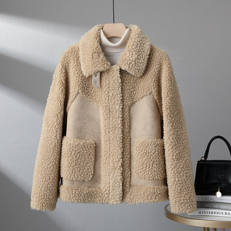 Isla Relaxed Fit Sherpa Jacket | Snap Button Closure Hip-Length Sherpa Jacket