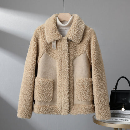 Isla Relaxed Fit Sherpa Jacket | Snap Button Closure Hip-Length Sherpa Jacket
