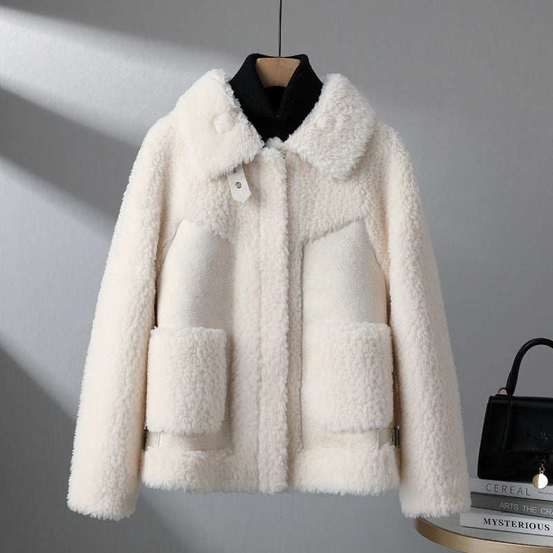 Isla Relaxed Fit Sherpa Jacket | Snap Button Closure Hip-Length Sherpa Jacket