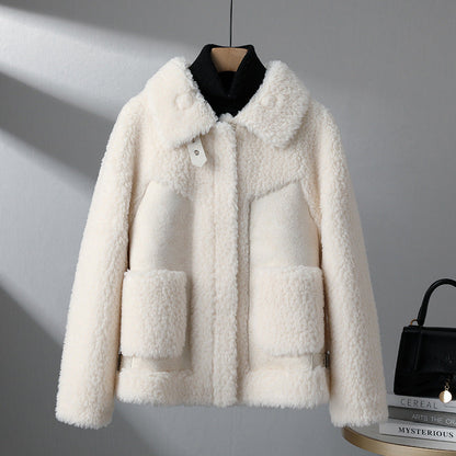 Isla Relaxed Fit Sherpa Jacket | Snap Button Closure Hip-Length Sherpa Jacket