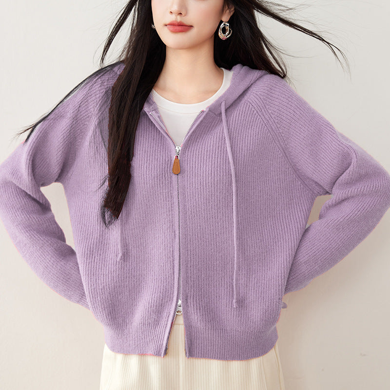 Olivia Relaxed Fit Zip-Up Hoodie | Hooded Solid Casual Zip-Up Hoodie