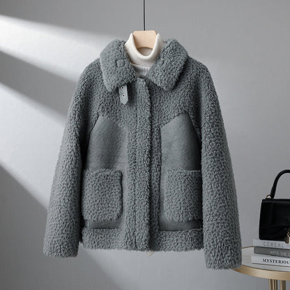 Isla Relaxed Fit Sherpa Jacket | Snap Button Closure Hip-Length Sherpa Jacket