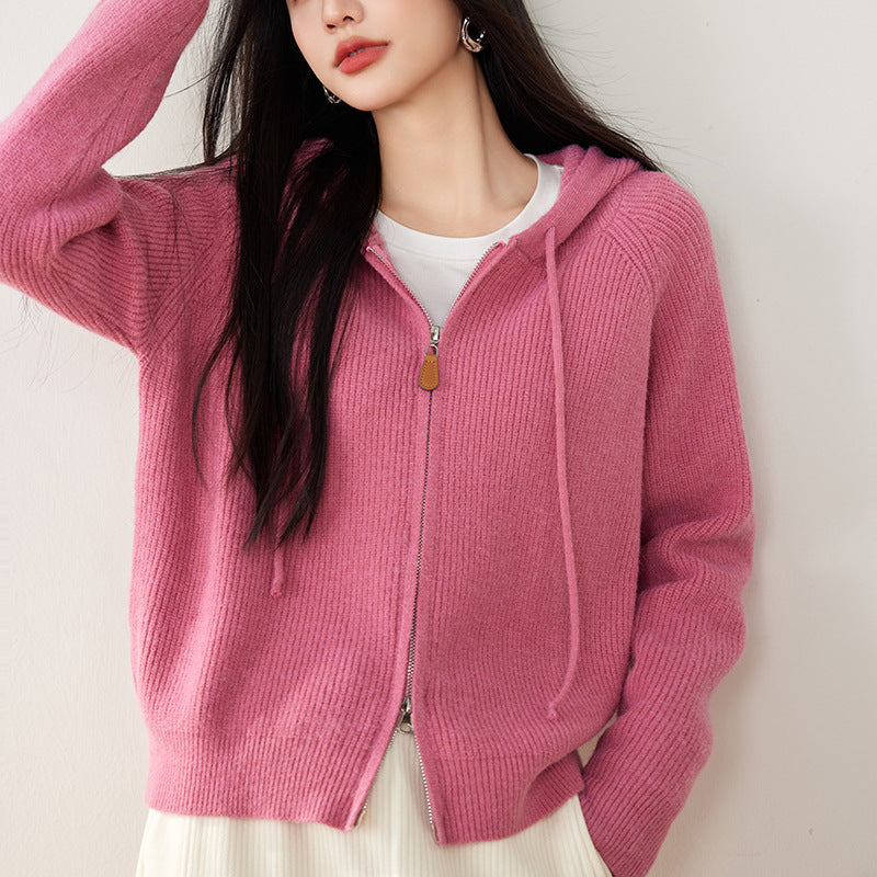 Olivia Relaxed Fit Zip-Up Hoodie | Hooded Solid Casual Zip-Up Hoodie