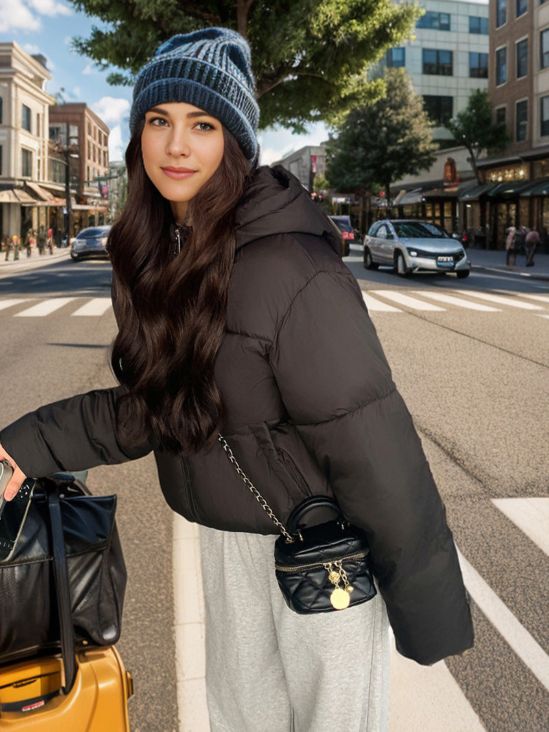 Women's half-placket puff pastry slim fit down jacket