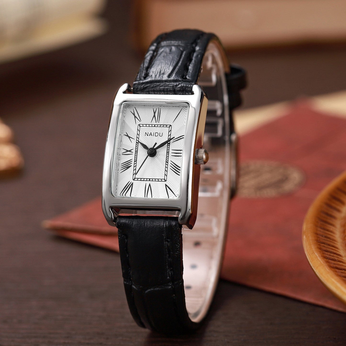 Isla Vintage Inspired Analog Wristwatch | Rectangular Case Roman Numerals Analog Wristwatch