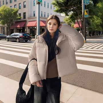 Women's half-placket puff pastry slim fit down jacket