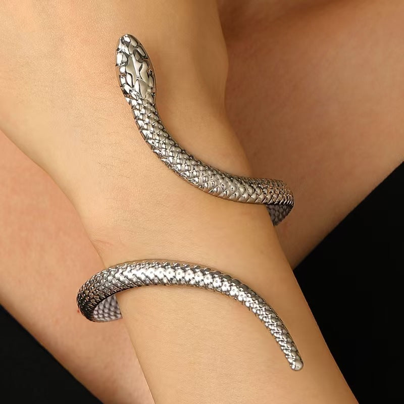 Alice Serpentine Wrap Around Two-Piece Set | Scaled Texture Solid Jewelry