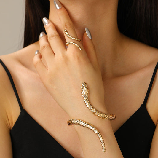 Alice Serpentine Wrap Around Two-Piece Set | Scaled Texture Solid Jewelry