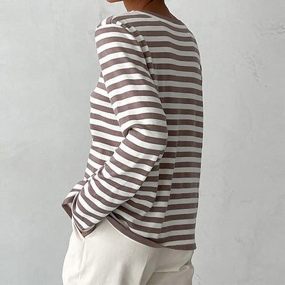 Women's round neck striped sweater