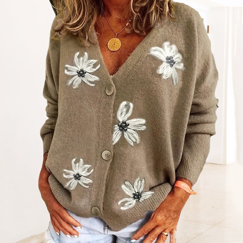 Marlena -  long-sleeved cardigan floral sweater