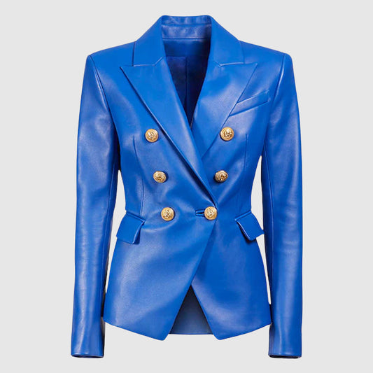 Slim Fit V-Neck Leather Jacket