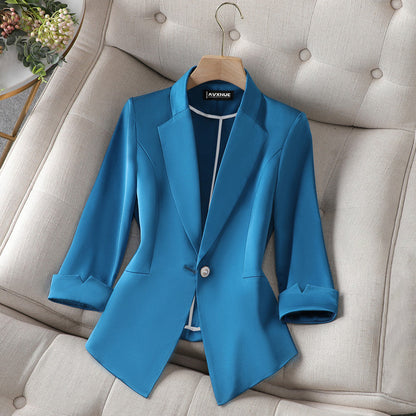 Women’s Blazer - Tailored Fit - 3/4 Sleeve - Single Button - Notched Lapel Formal Wear