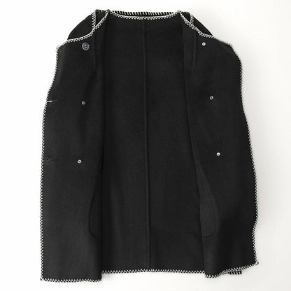 Women's autumn shell embroidery loose woolen top with scarf