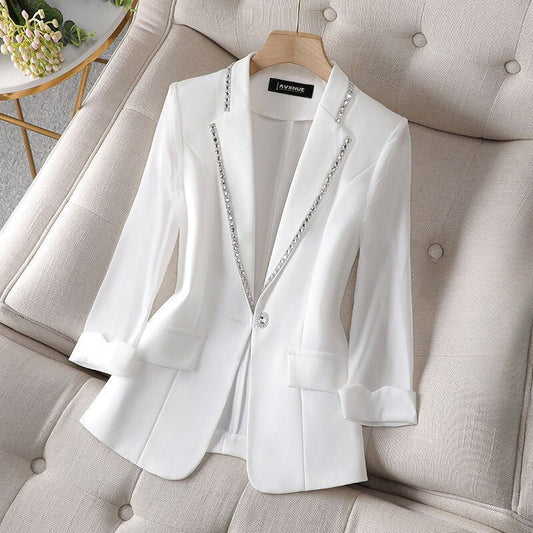 Rhinestone Lapel Tailored Fit Blazer