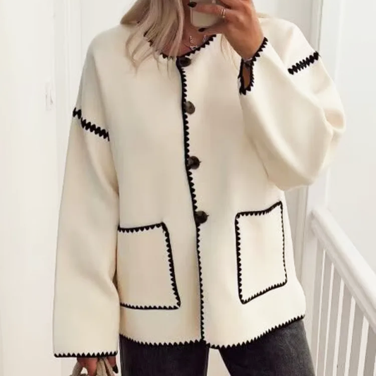 Contrasting Color Long Sleeve Autumn Winter Jacket