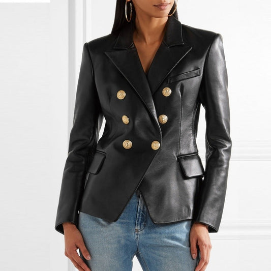 Short Sheepskin Leather Motorcycle Jacket