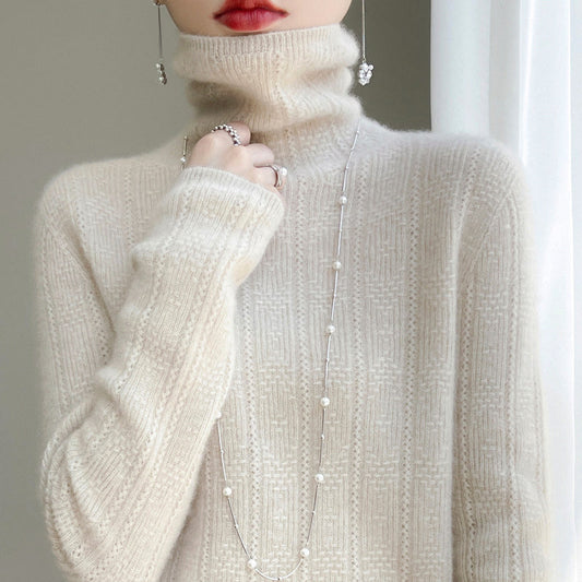 Seamless Knit High Collar Wool Sweater