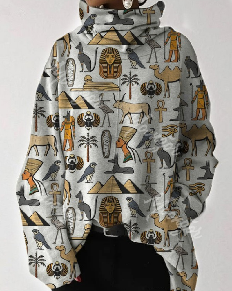 Oversized Graphic Print Cotton Blend Sweatshirt 