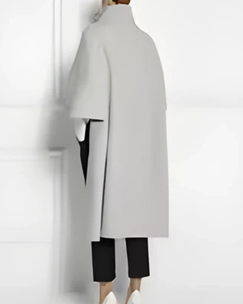 Wool Blend Loose Fit Cape Coat 
