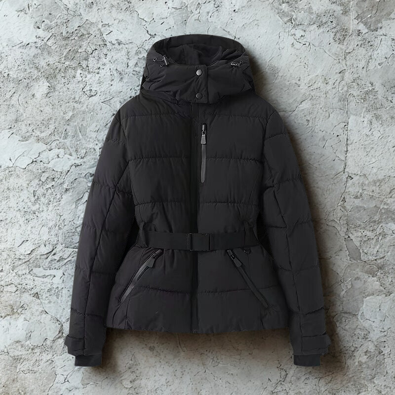 Quilted Insulated Belted Waist Puffer Jacket 