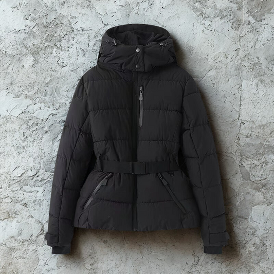Quilted Insulated Belted Waist Puffer Jacket 