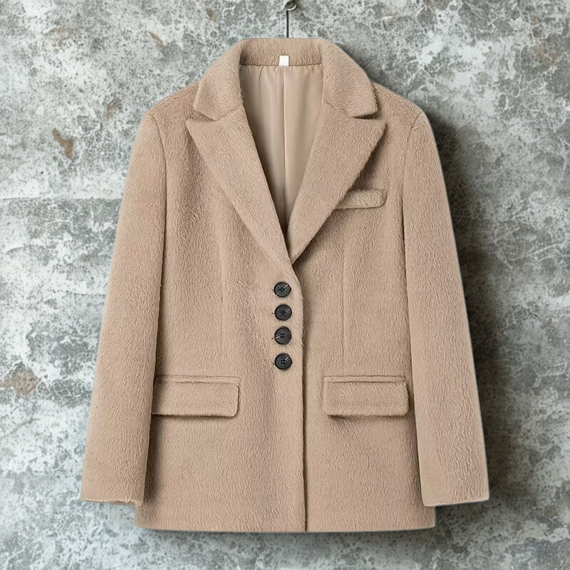 Plush Texture Oversized Relaxed Fit Blazer 