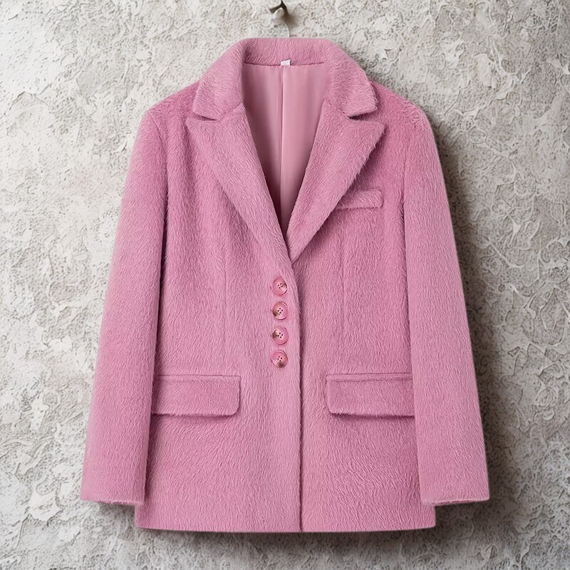 Plush Texture Oversized Relaxed Fit Blazer 