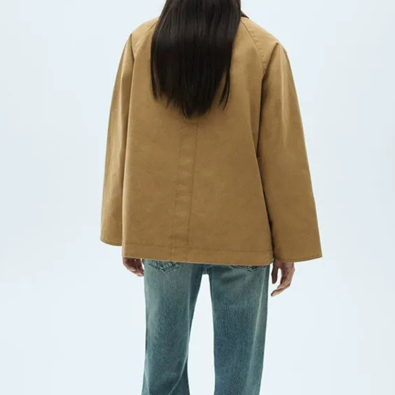 Relaxed Fit Cotton Blend Lapel Collar Coat 