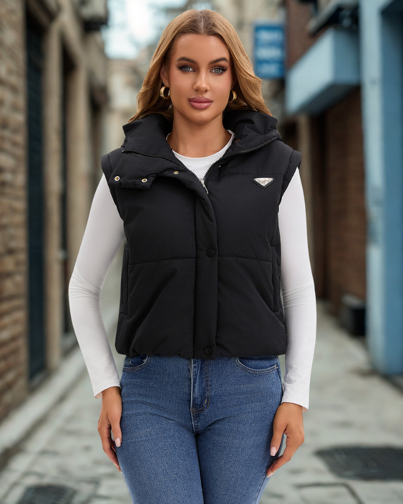 Quilted Cropped Stand Collar Jacket