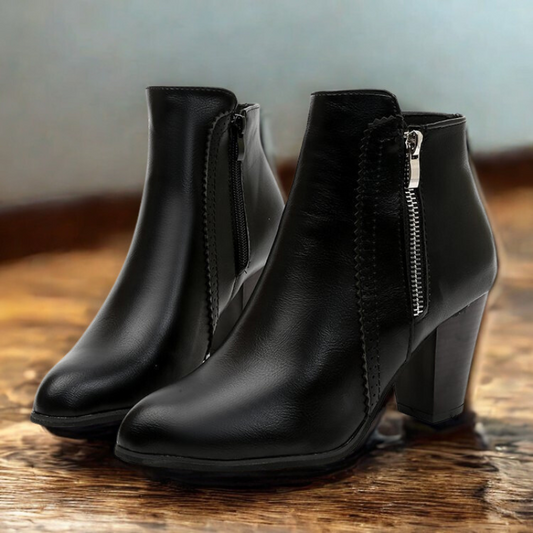 Almond Toe Zipper Ankle Boots