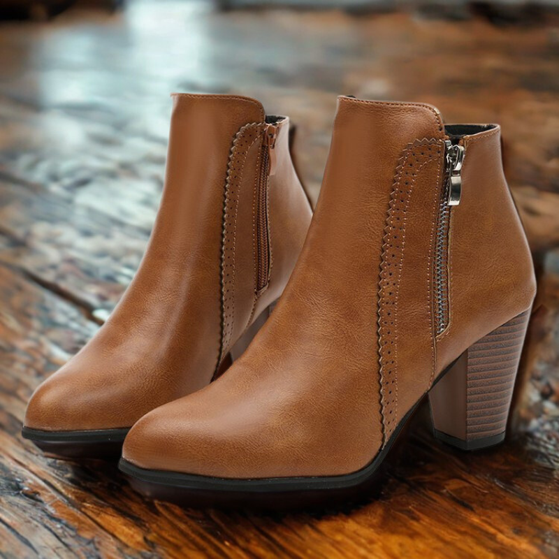 Almond Toe Zipper Ankle Boots