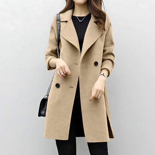 Wool Double Breasted Mid-Thigh Coat